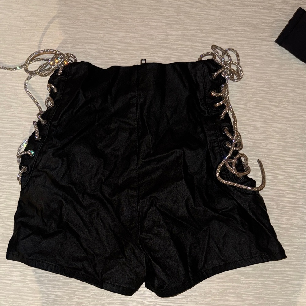 AKIRA Black High Waist Lace-Up Shorts